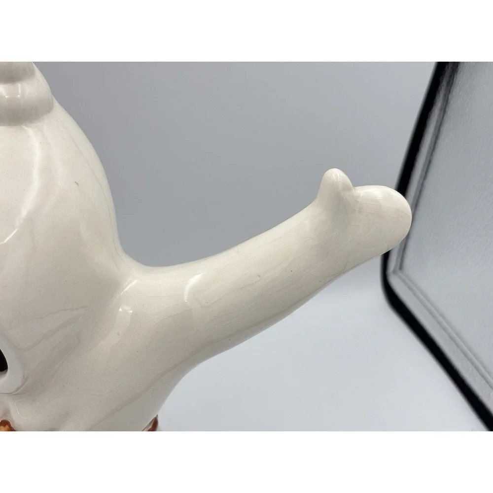 Vintage Ceramic White Ghost W/ Pumpkin / Jack O Lantern & Mouse 11.5